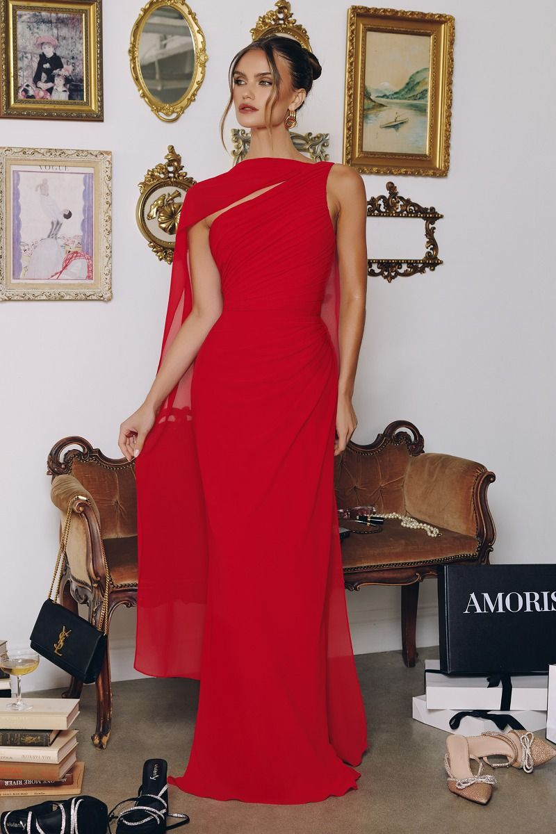 Elegant Light Yellow One-Shoulder Fitted Gown CDT730 - Cinderella Divine Evening Dress CDT730