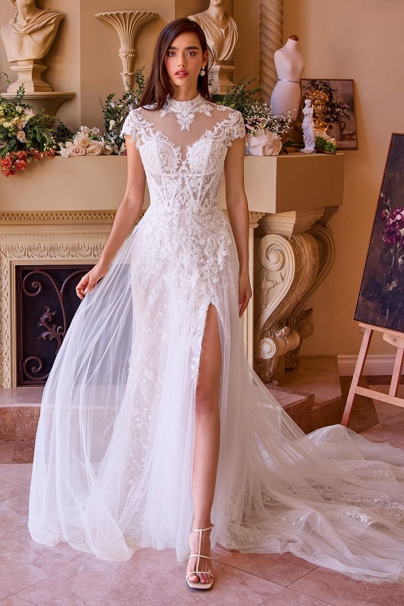 LACE & TULLE SHORT SLEEVE WEDDING GOWN CDWL035 | SMCDress LACE & TULLE SHORT SLEEVE WEDDING GOWN CDWL035 | SMCDress