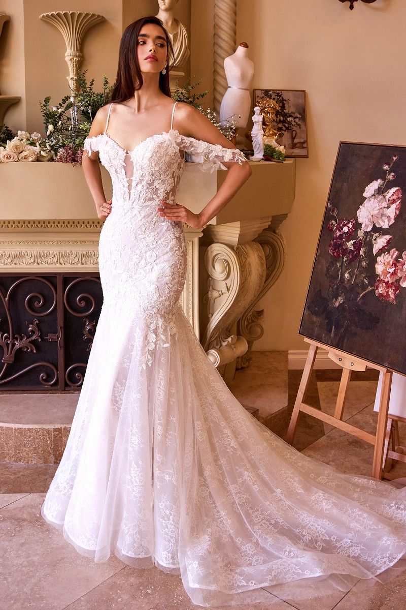 green emerald velvet dress Off-Shoulder Sleeveless Fitted Pearl Mermaid Wedding Dress – Loveiss main image 0