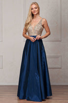 Embroidered Satin Long Evening & MOB Dress-smcdress