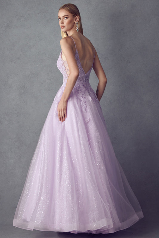 Embroidered bodice tulle prom ball gown-smcdress