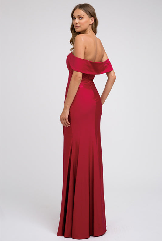 Fitted, High Slit Long Prom & Evening Dress - Off Shoulder-smcdress