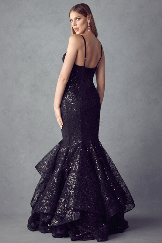 Embellished ruffle mermaid evening prom gown-smcdress