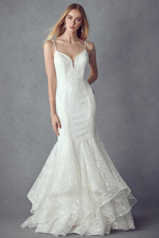 Embellished ruffle mermaid evening prom gown-smcdress