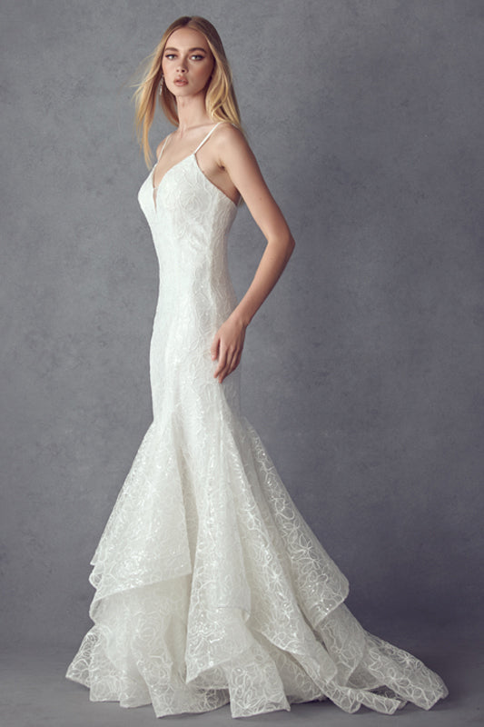 Embellished ruffle mermaid evening prom gown-smcdress