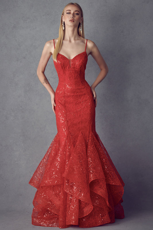 Embellished ruffle mermaid evening prom gown-smcdress