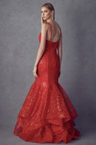 Embellished ruffle mermaid evening prom gown-smcdress