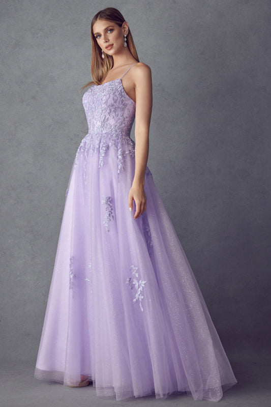 Floral applique tulle prom ball gown-smcdress