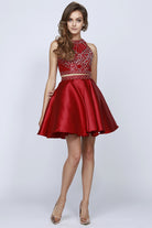 Two-Piece Rhinestone High Neck Dress-smcdress