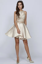 Two-Piece Rhinestone High Neck Dress-smcdress