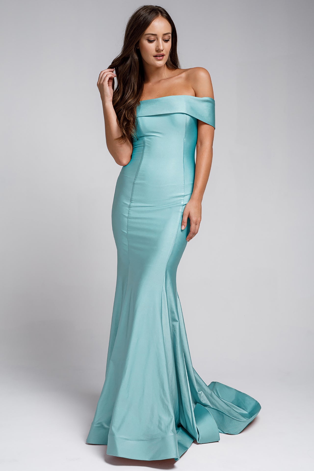 Mermaid Long Evening & Wedding Dress, Off Shoulder, Fitted-smcdress