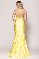 V-Neck Mermaid Dress w/ Straps & Open Back for Evening & Prom-smcdress