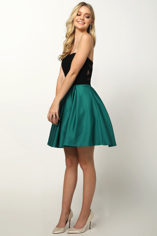 Two tone sweetheart short dress-smcdress