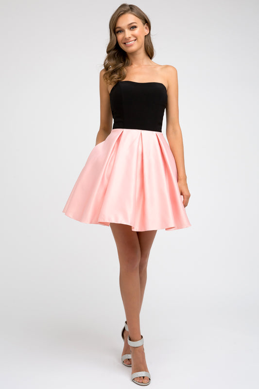 Two tone sweetheart short dress-smcdress