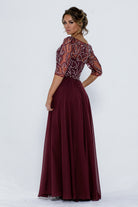 Embroidered Bodice Long MOB Dress-smcdress