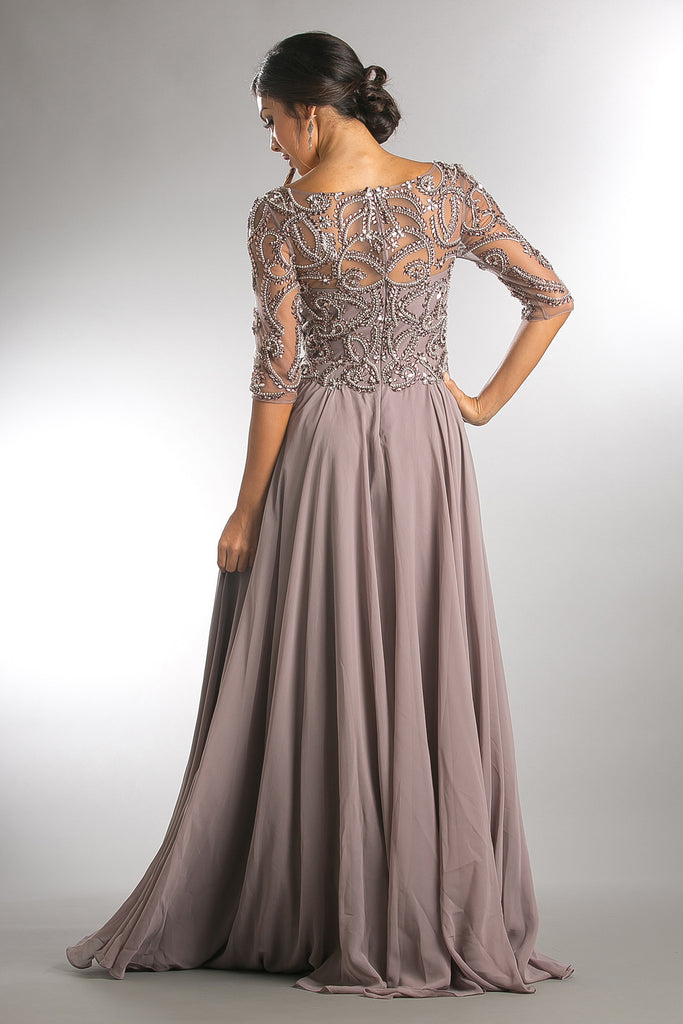 Embroidered Bodice Long MOB Dress-smcdress