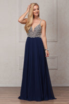Embroidered Bodice Tulle Skirt Long Evening Dress for Mother of the Bride-smcdress