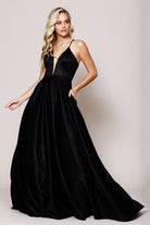 Illusion V-Neck Glittery A-Line Long Prom Dress for Mother of the Bride-smcdress