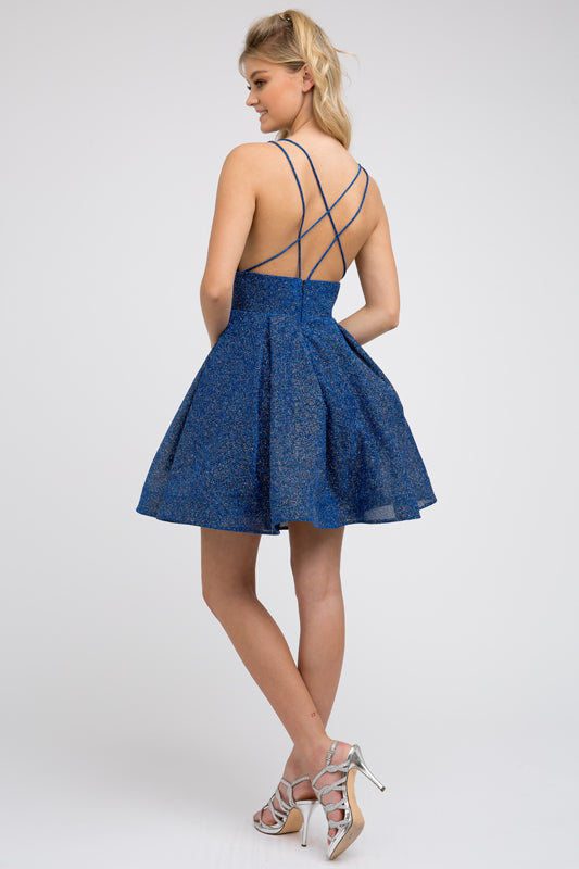 Glitter fit and flare short dress-smcdress