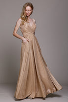 A-Line Glitter Dress with Side Zip for Bridesmaids & Prom-smcdress