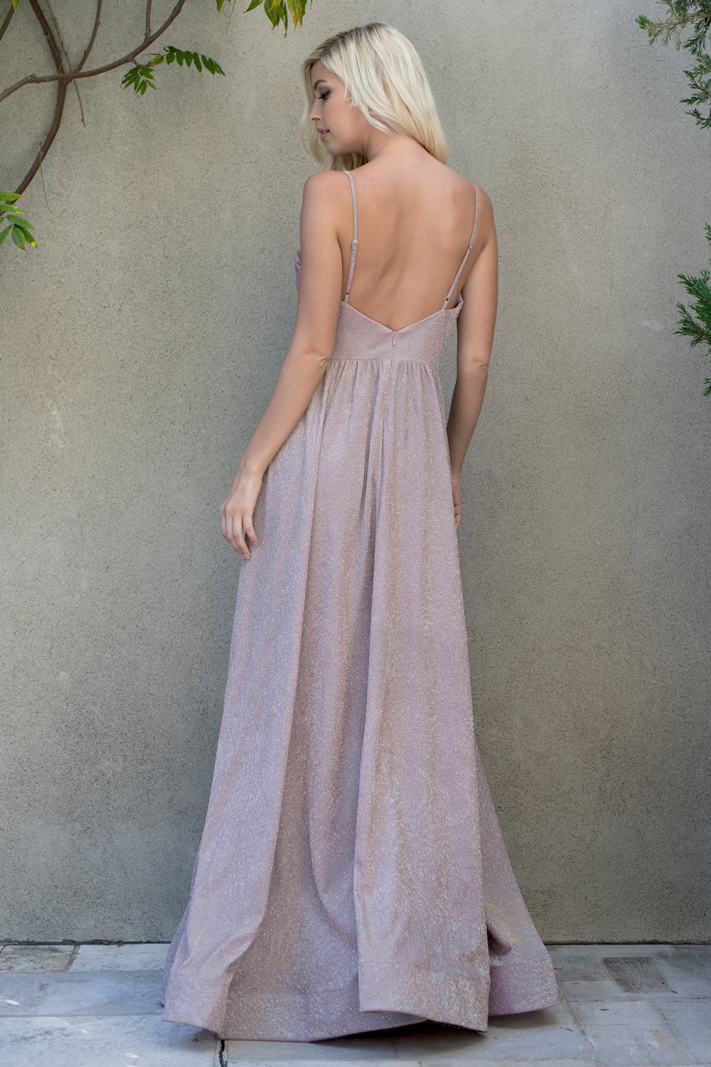 A-Line Glitter Dress with Side Zip for Bridesmaids & Prom-smcdress