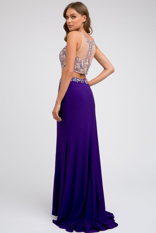 Two-Piece, Bead-Embellished Long Dress for Evening & Prom-smcdress