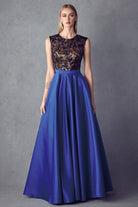 Sequin bodice sleeveless ballgown style prom dress-smcdress