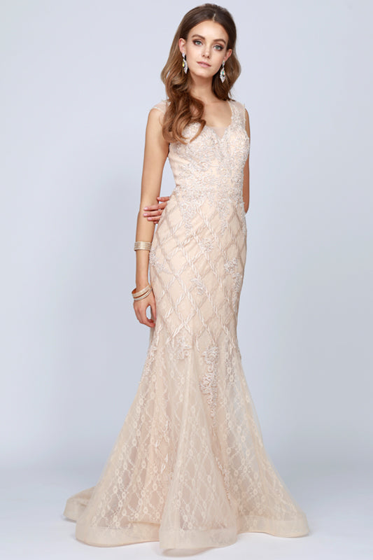 Fitted lace mermaid prom dress-smcdress