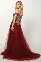 Embroidered off the shoulder prom ballgown-smcdress