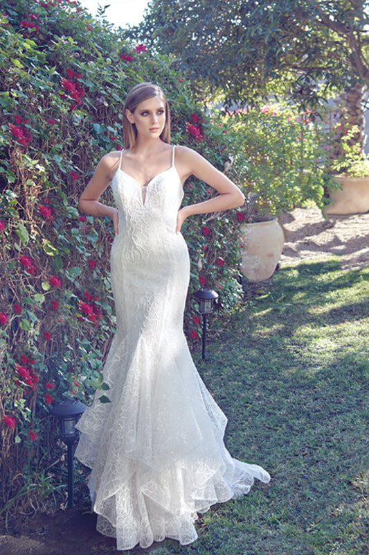 Embellished ruffle mermaid evening prom gown-smcdress