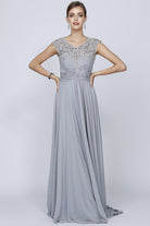 Long Prom & Bridal Dress w/Sheer Back Sleeves-smcdress