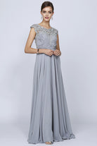 Long Prom & Bridal Dress w/Sheer Back Sleeves-smcdress