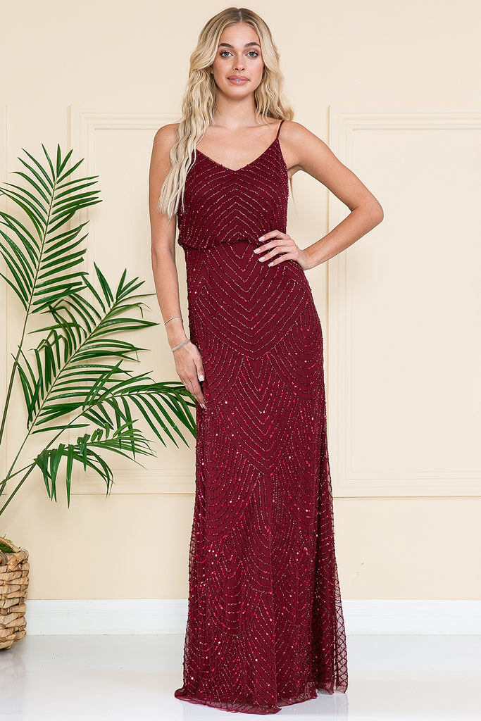 Open Back Sequin Chiffon Long Dress-smcdress