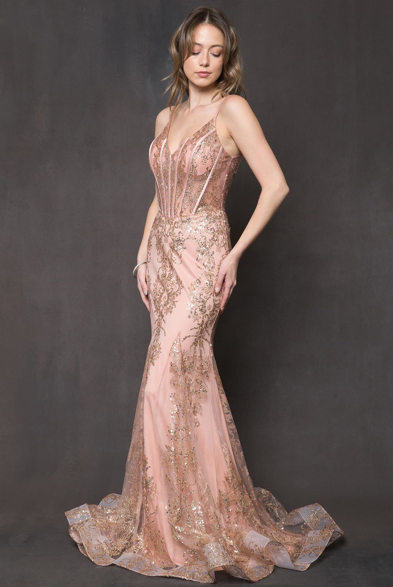 Sequins Mermaid Prom Dress w/ Spaghetti Straps-smcdress
