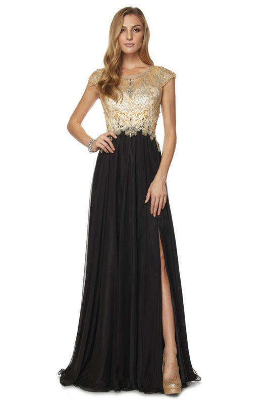 Cap Sleeves Beaded Long Prom Dress & Mother-of-the-Bride-smcdress