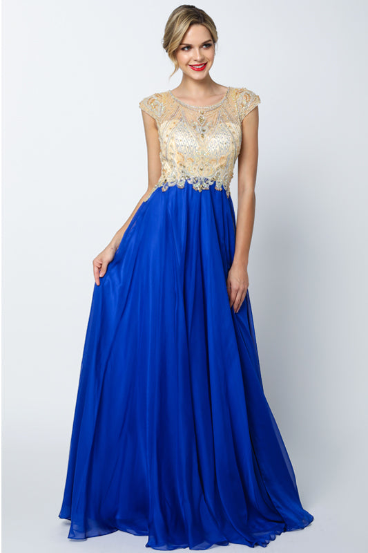 Cap Sleeves Beaded Long Prom Dress & Mother-of-the-Bride-smcdress