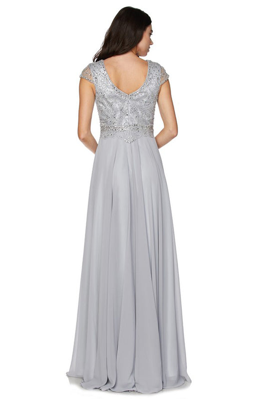 Embellished Cap-Sleeve Mother Of Bride Dress-smcdress