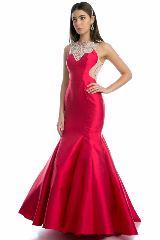 Jewel neckless mermaid prom dress-smcdress