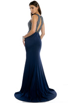 Fitted dress with beaded bodice evening gown-smcdress