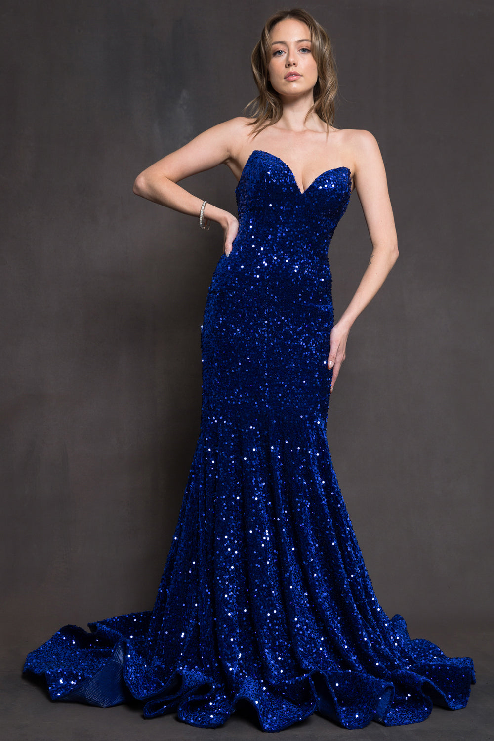 Sequin Embroidered Mermaid Prom Dress w/Open Back-smcdress