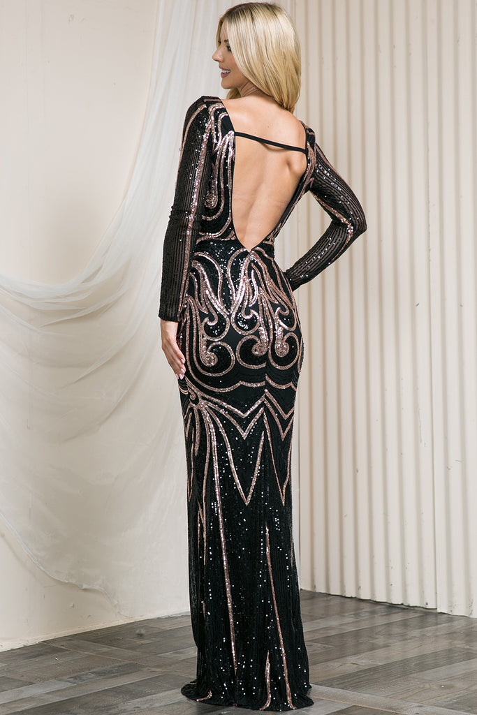 Embellished Sequin Long Bride Dress-smcdress