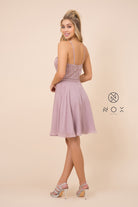 EMBELLISHED ILLUSION HALTER CHIFFON DRESS-smcdress