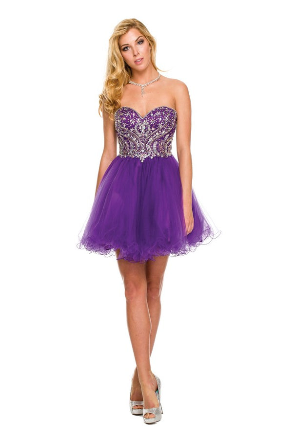 Jeweled Bodice Short Dress—Cocktail & Homecoming-smcdress