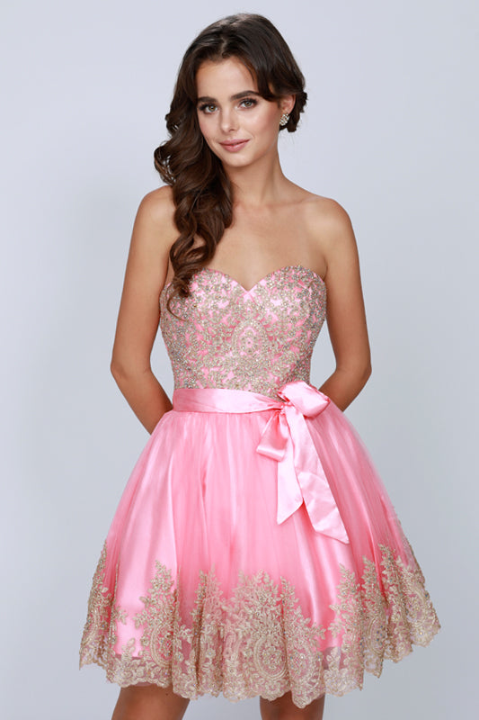 Short Beaded Sweetheart Dress-smcdress