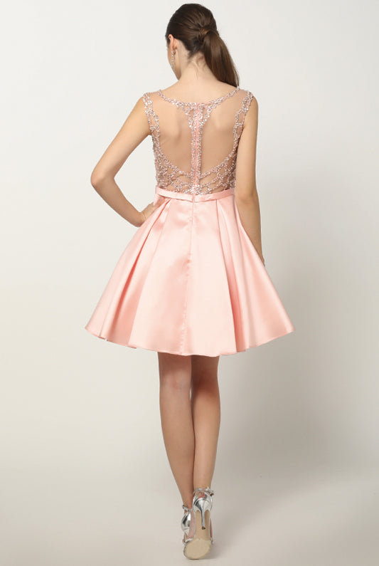 Embellished Bodice Dress with Sheer Back for Cocktail & Homecoming-smcdress