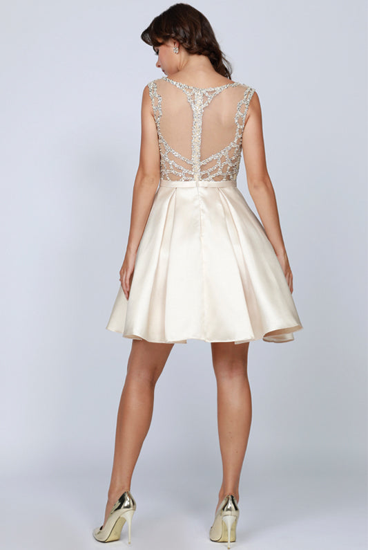 Embellished Bodice Dress with Sheer Back for Cocktail & Homecoming-smcdress