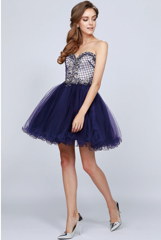 Beaded Short Cocktail & Homecoming Dress - Sweetheart Top-smcdress