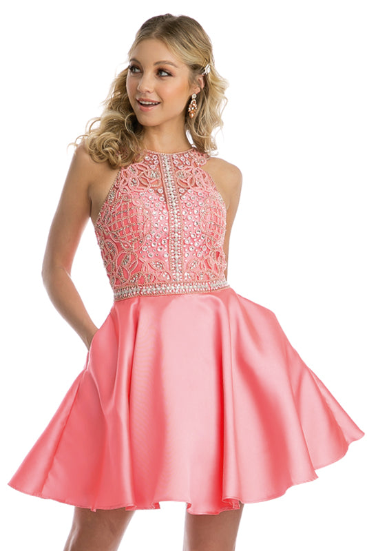 Beaded Short Dress for Cocktail & Homecoming-smcdress