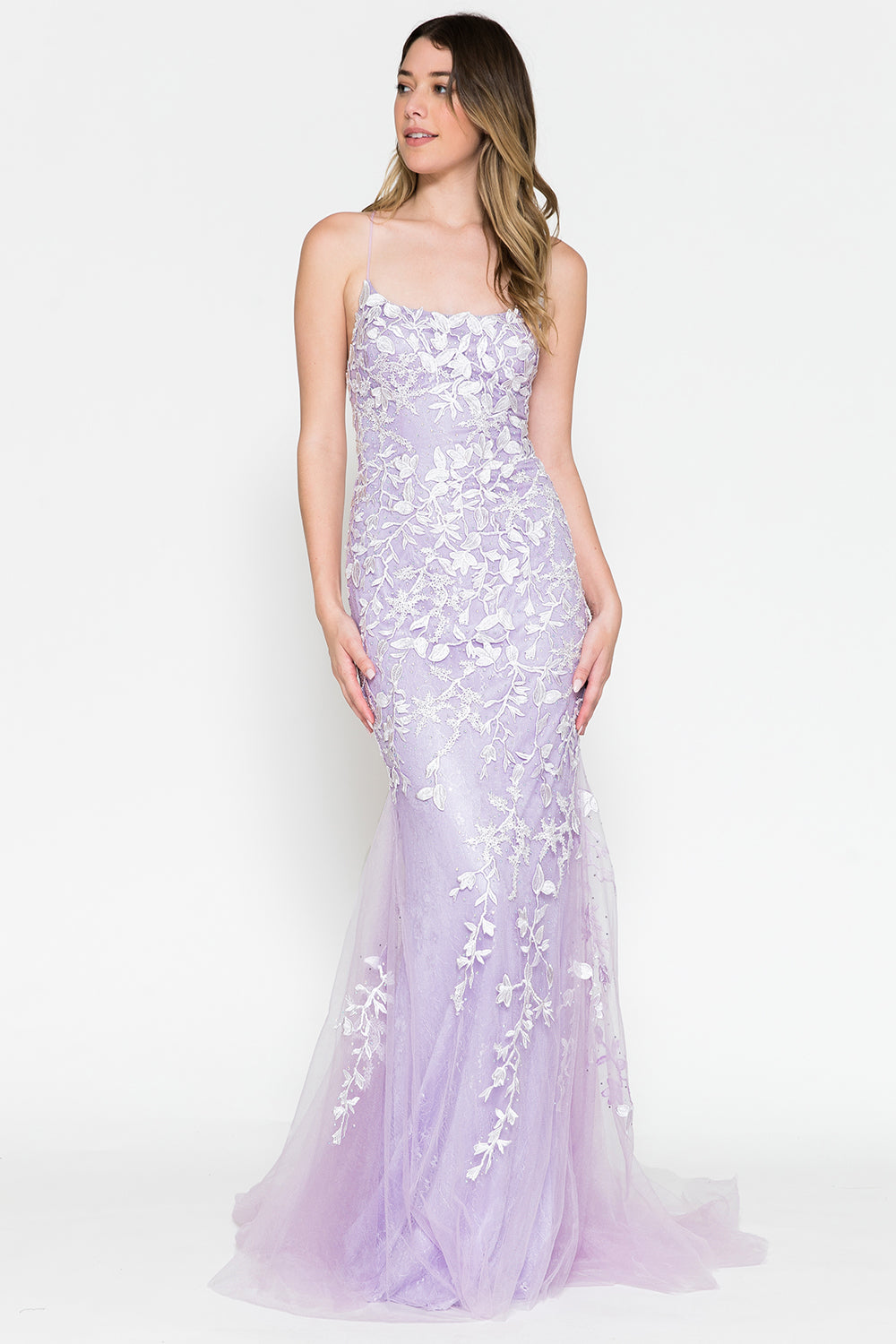 Embroidered Lace Mermaid Tail Prom Dress-smcdress