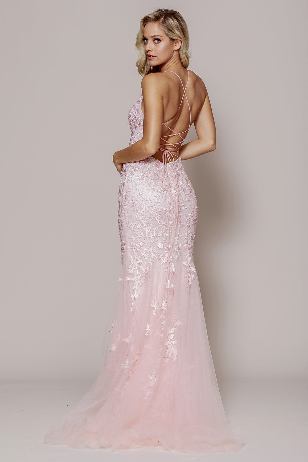 Embroidered Lace Mermaid Tail Prom Dress-smcdress